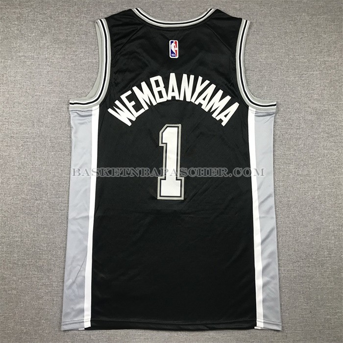 Maillot San Antonio Spurs Victor Wembanyama NO 1 Icon 2022-23 Noir